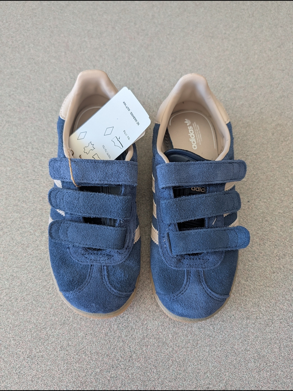adidas Kids Suede Velcro Sneakers in Navy and Cream